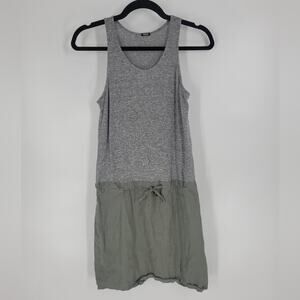 Monrow Grey Green Sleeveless Waist Tie Mini Dress XS